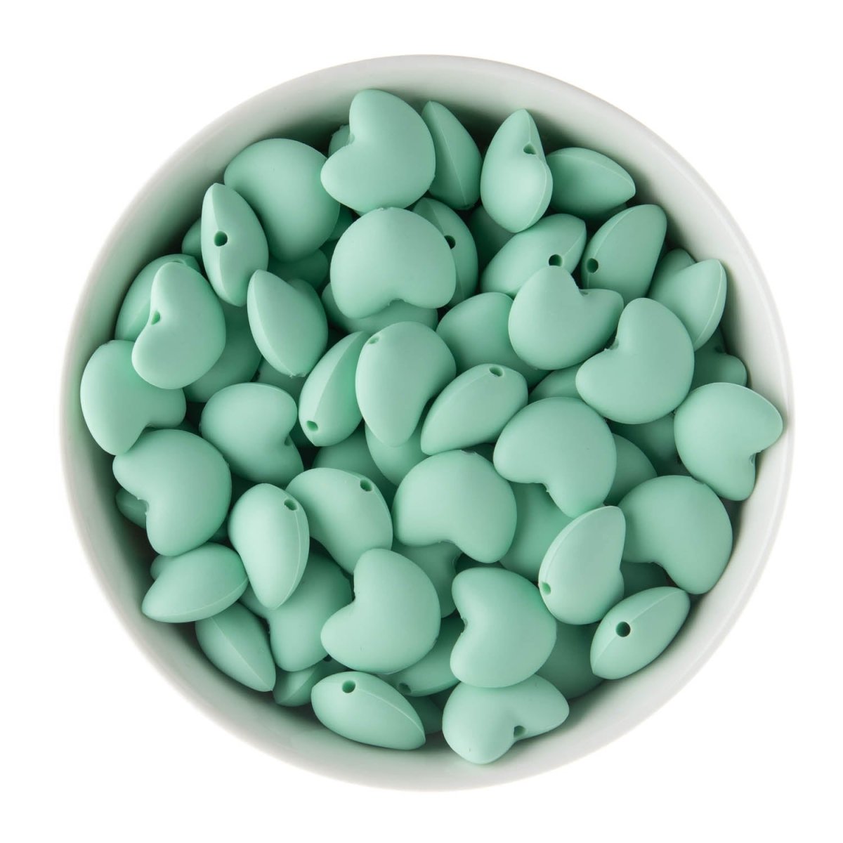 Silicone Focal Beads Hearts Mint from Cara & Co Craft Supply