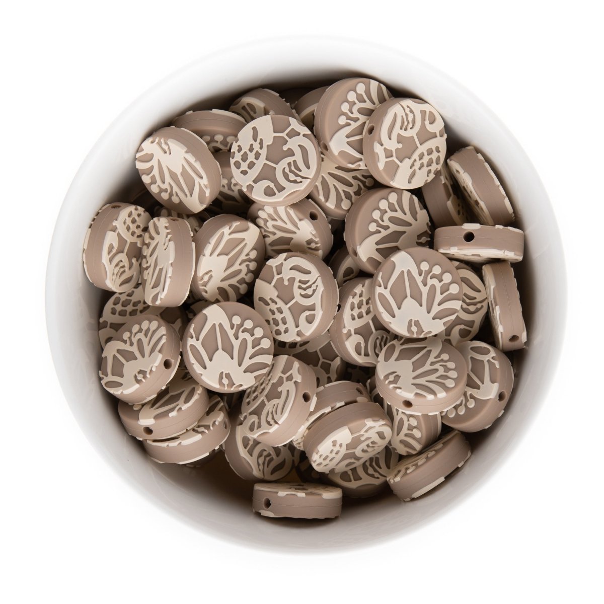 Silicone Focal Beads Lace Cappuccino from Cara & Co Craft Supply