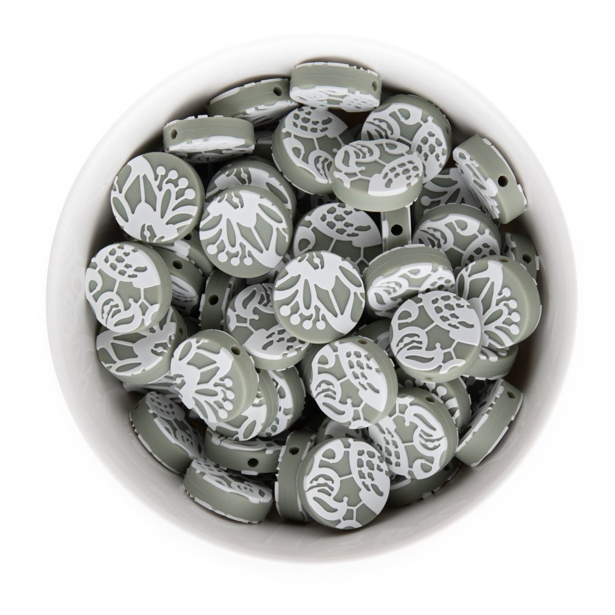 Silicone Focal Beads Lace Laurel Green from Cara & Co Craft Supply