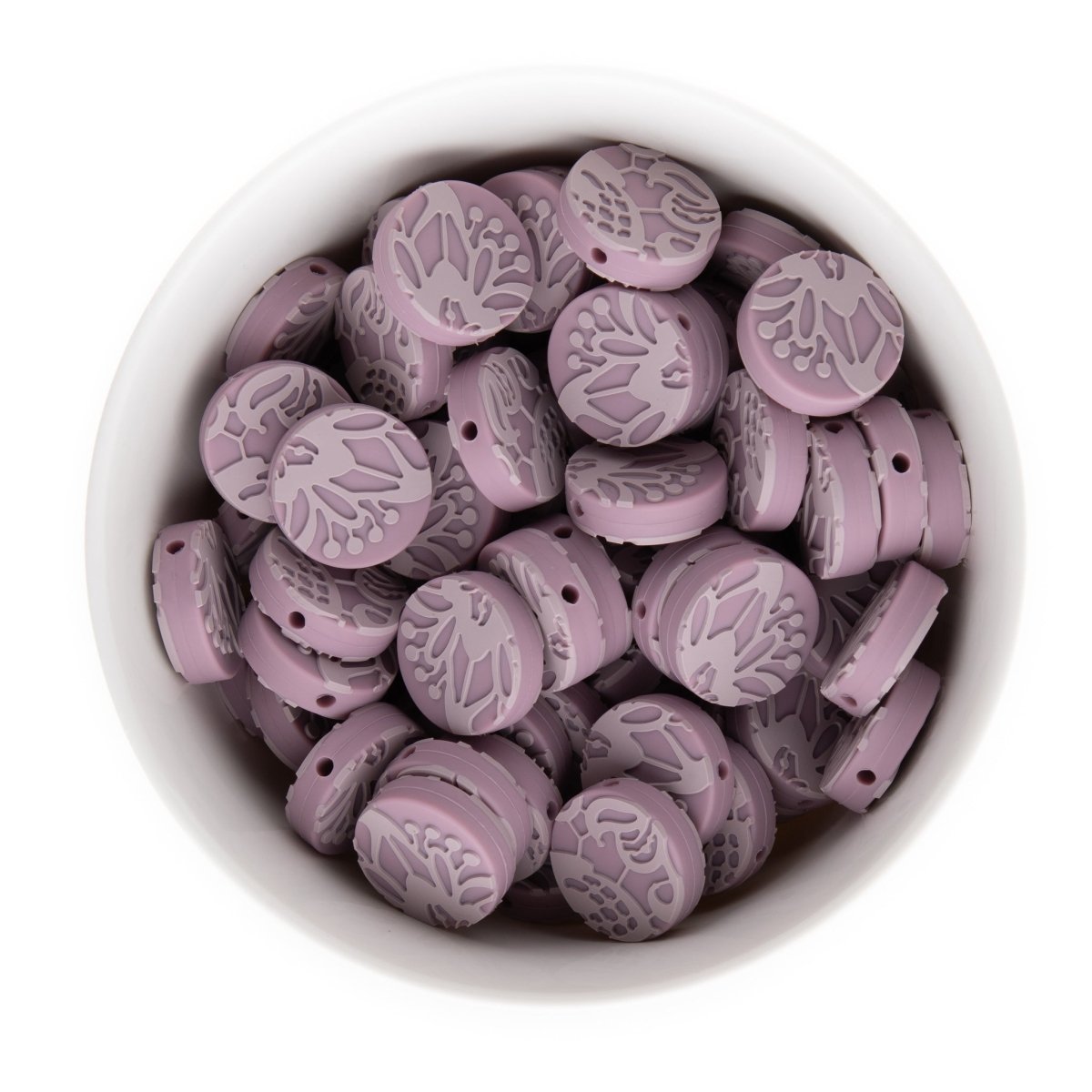 Silicone Focal Beads Lace Mauve from Cara & Co Craft Supply