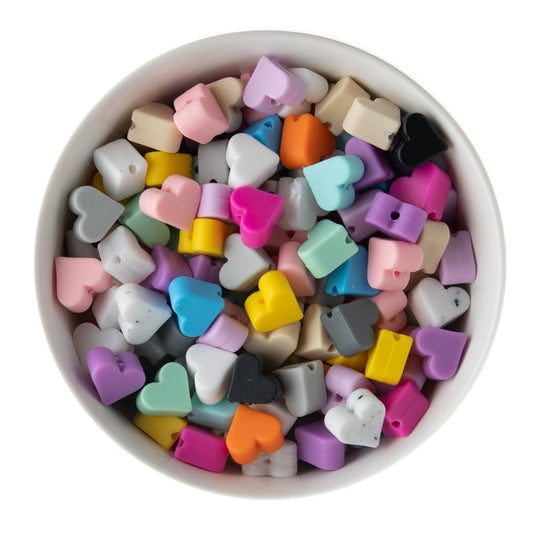 Silicone Focal Beads Mini Hearts Black from Cara & Co Craft Supply