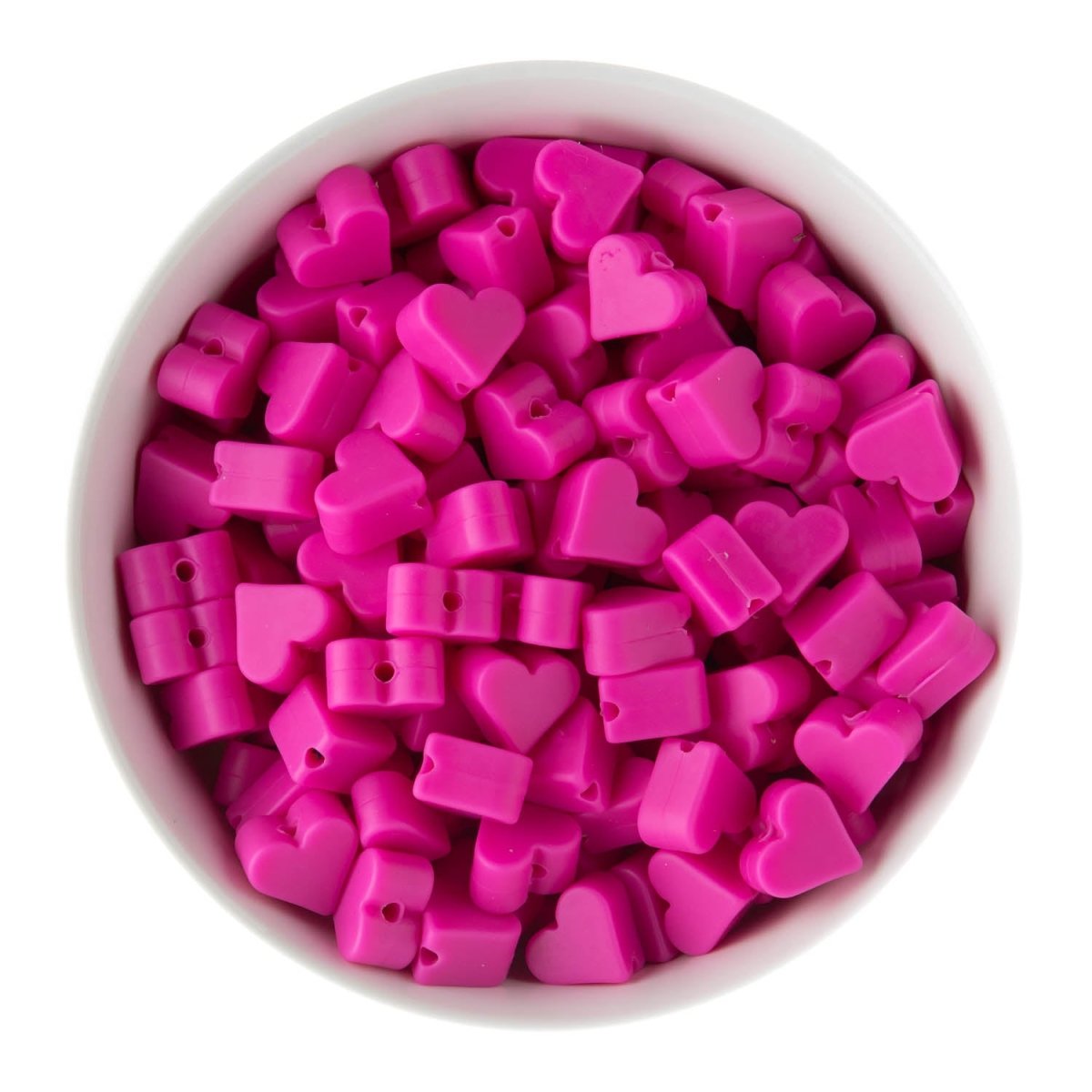 Silicone Focal Beads Mini Hearts Fuchsia from Cara & Co Craft Supply