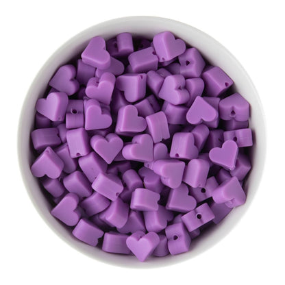 Silicone Focal Beads Mini Hearts Lavender from Cara & Co Craft Supply