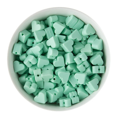 Silicone Focal Beads Mini Hearts Mint from Cara & Co Craft Supply