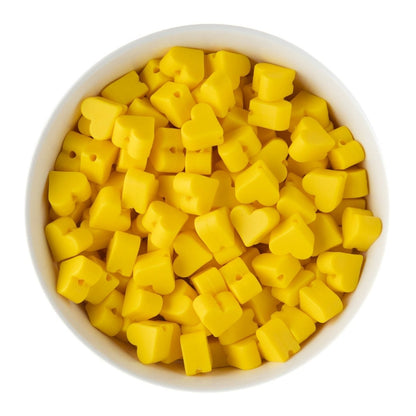 Silicone Focal Beads Mini Hearts Sunshine Yellow from Cara & Co Craft Supply
