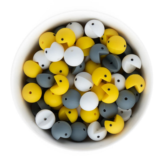Silicone Focal Beads Pac-Man Grey from Cara & Co Craft Supply