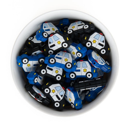 Silicone Focal Beads Police Cars Black from Cara & Co Craft Supply