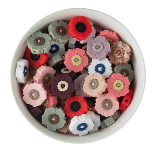 Silicone Focal Beads Poppies Blush from Cara & Co Craft Supply