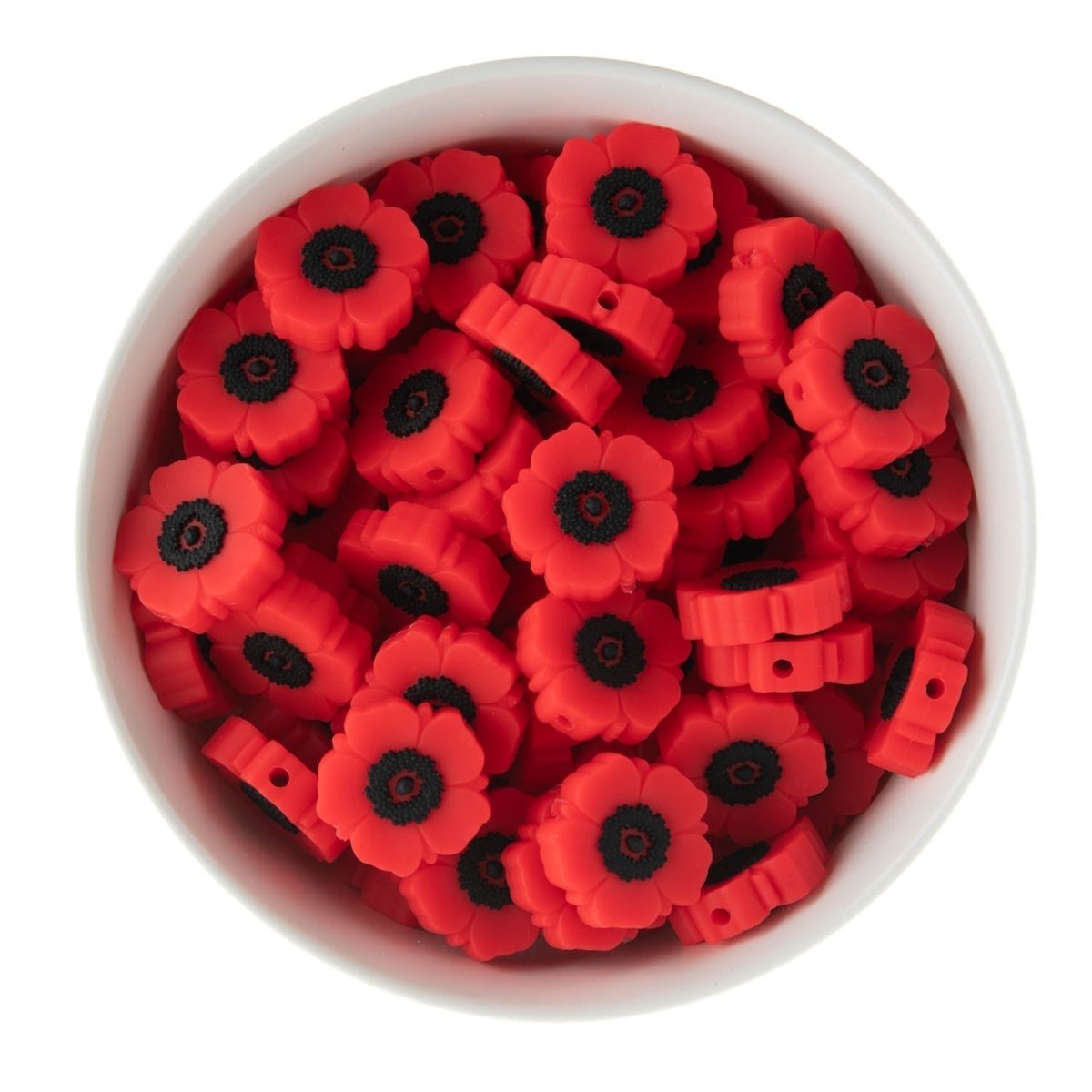 Silicone Focal Beads Poppies Bright Red from Cara & Co Craft Supply