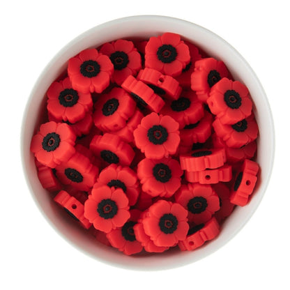 Silicone Focal Beads Poppies Bright Red from Cara & Co Craft Supply