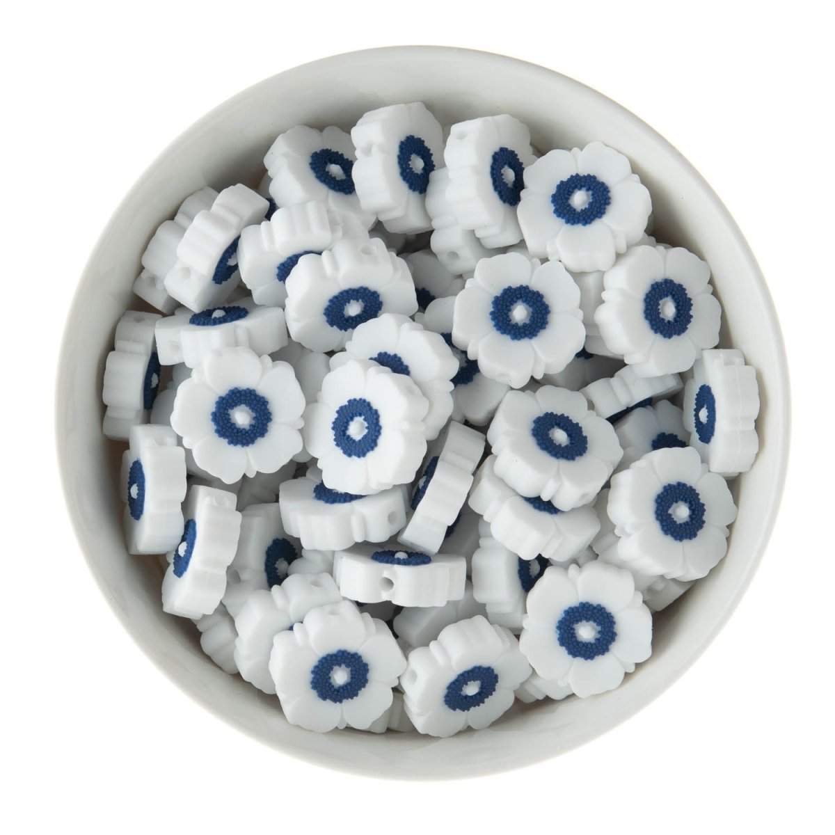 Silicone Focal Beads Poppies White from Cara & Co Craft Supply