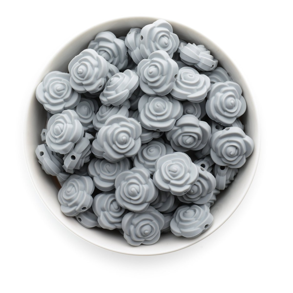 Silicone Focal Beads Roses Glacier Grey from Cara & Co Craft Supply
