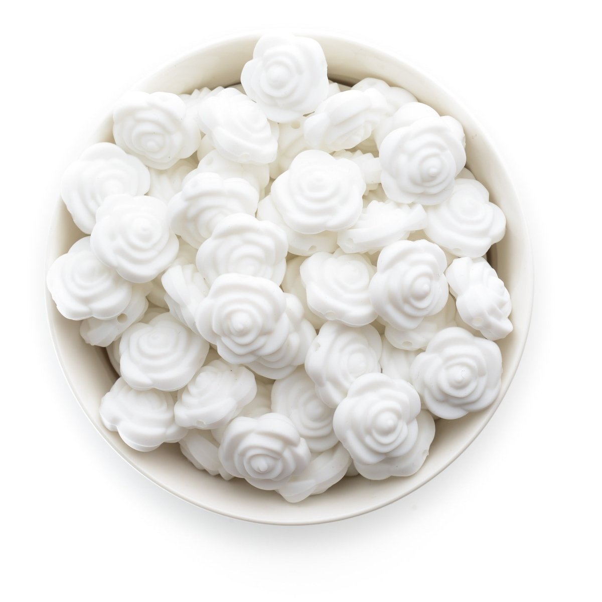 Silicone Focal Beads Roses White from Cara & Co Craft Supply