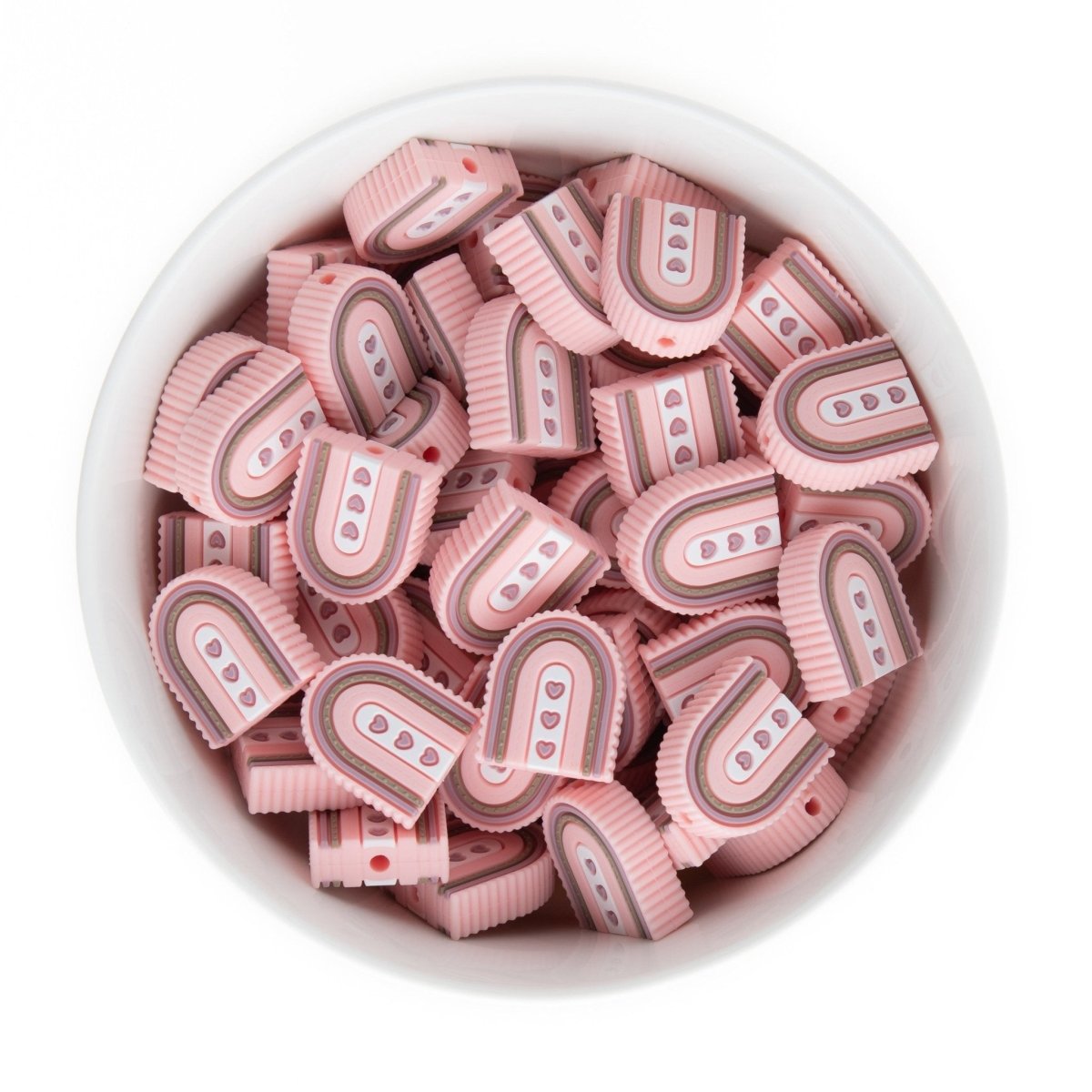 Silicone Focal Beads Scalloped Rainbows Soft Pink from Cara & Co Craft Supply