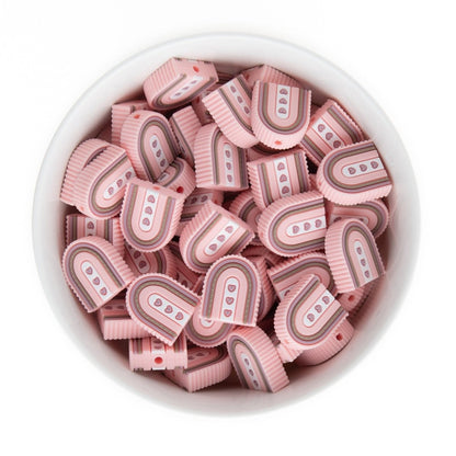 Silicone Focal Beads Scalloped Rainbows Soft Pink from Cara & Co Craft Supply