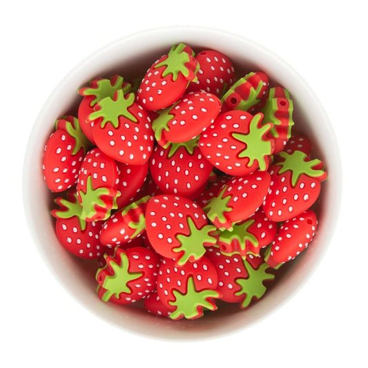 Silicone Focal Beads Strawberries from Cara & Co Craft Supply