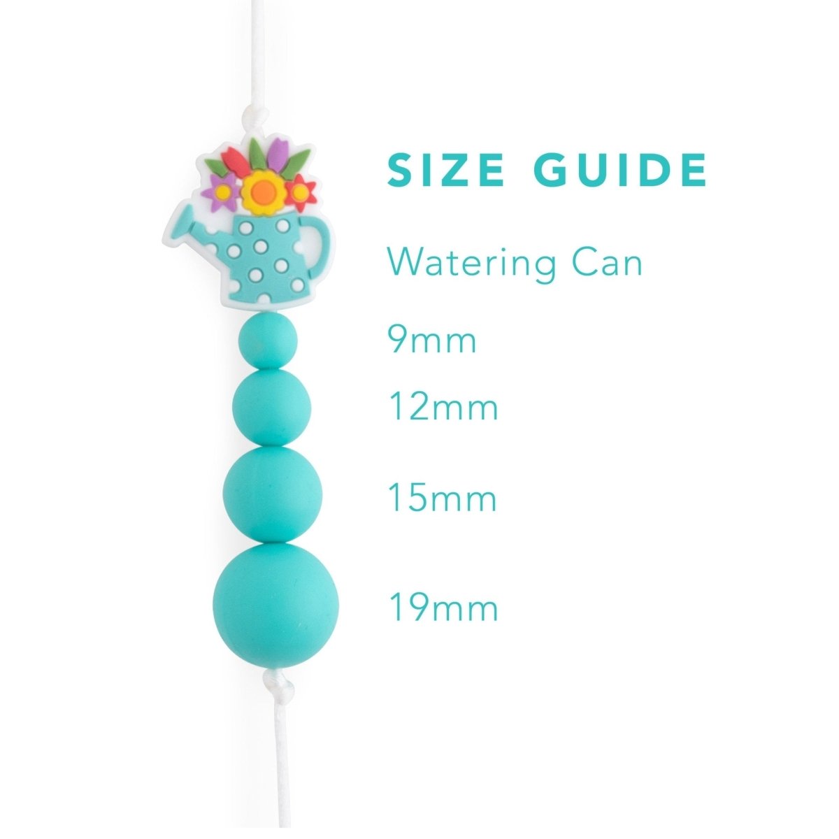 Silicone Focal Beads Watering Cans Turquoise from Cara & Co Craft Supply
