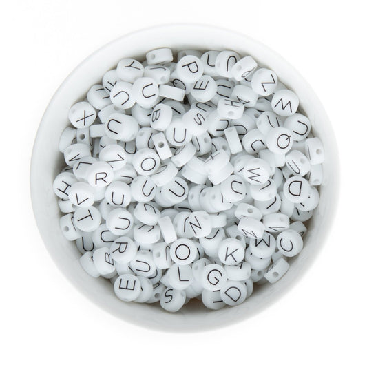 Silicone Print Beads Alphabet - Round Print A from Cara & Co Craft Supply
