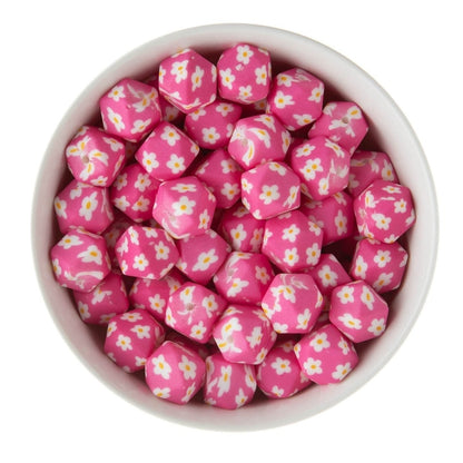 Silicone Print Beads Exclusive - Hexagons Daisy Floral from Cara & Co Craft Supply