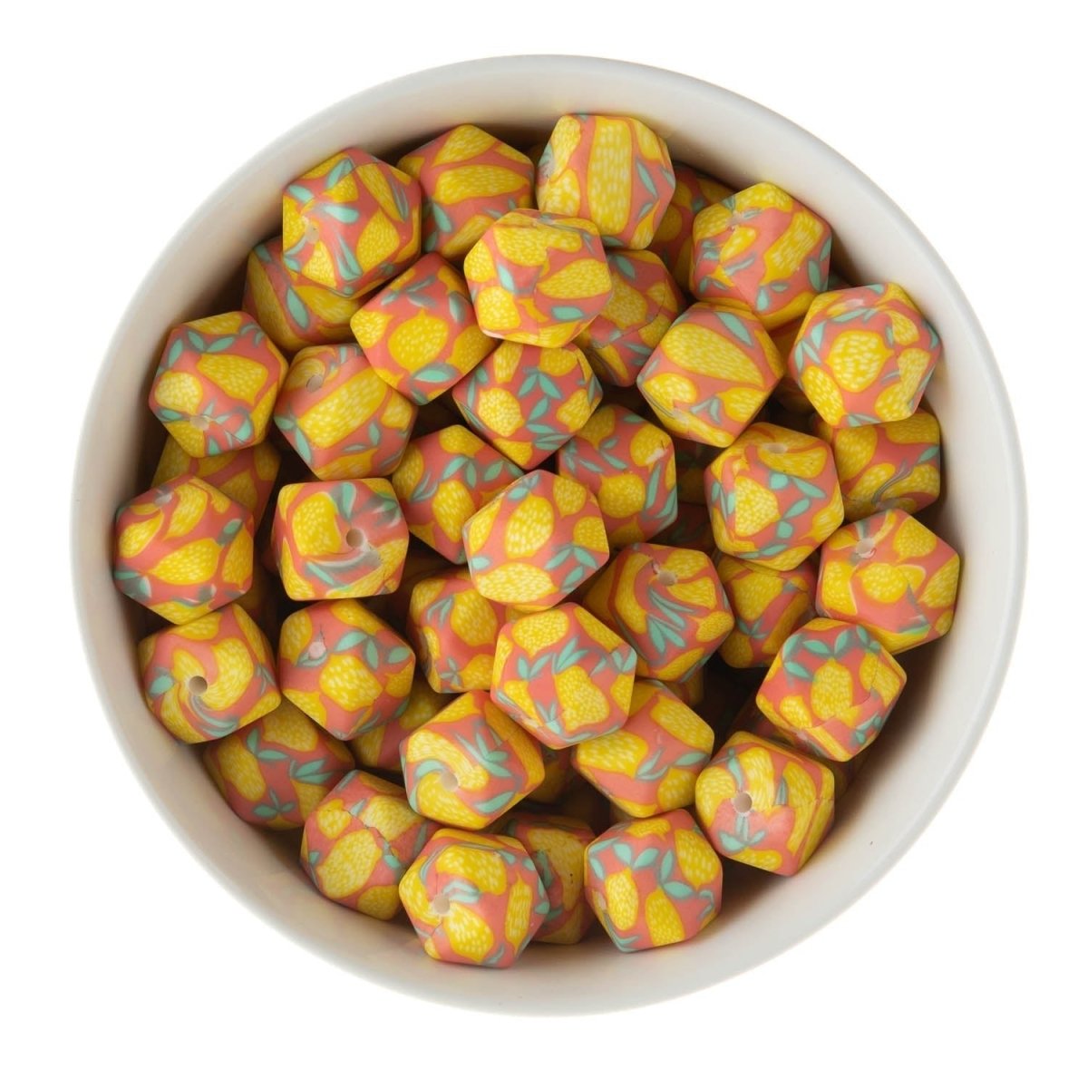 Silicone Print Beads Exclusive - Hexagons Lemon Squeezy from Cara & Co Craft Supply