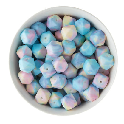 Silicone Print Beads Standard - Hexagons Candy Floss from Cara & Co Craft Supply