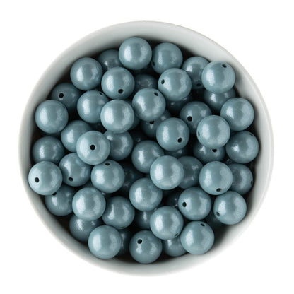 Silicone Round Beads 15mm Opal Dusky Blue from Cara & Co Craft Supply