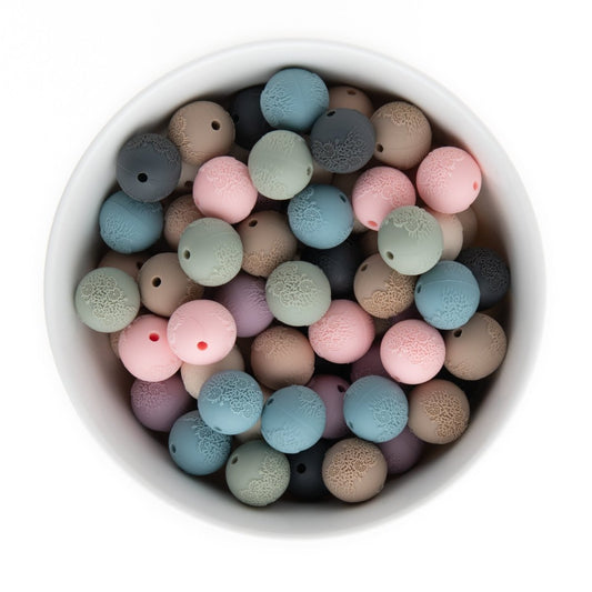 Silicone Round Beads Embossed Rounds 15mm from Cara & Co Craft Supply
