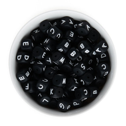 Silicone Shape Beads Alphabet - Square Black A from Cara & Co Craft Supply
