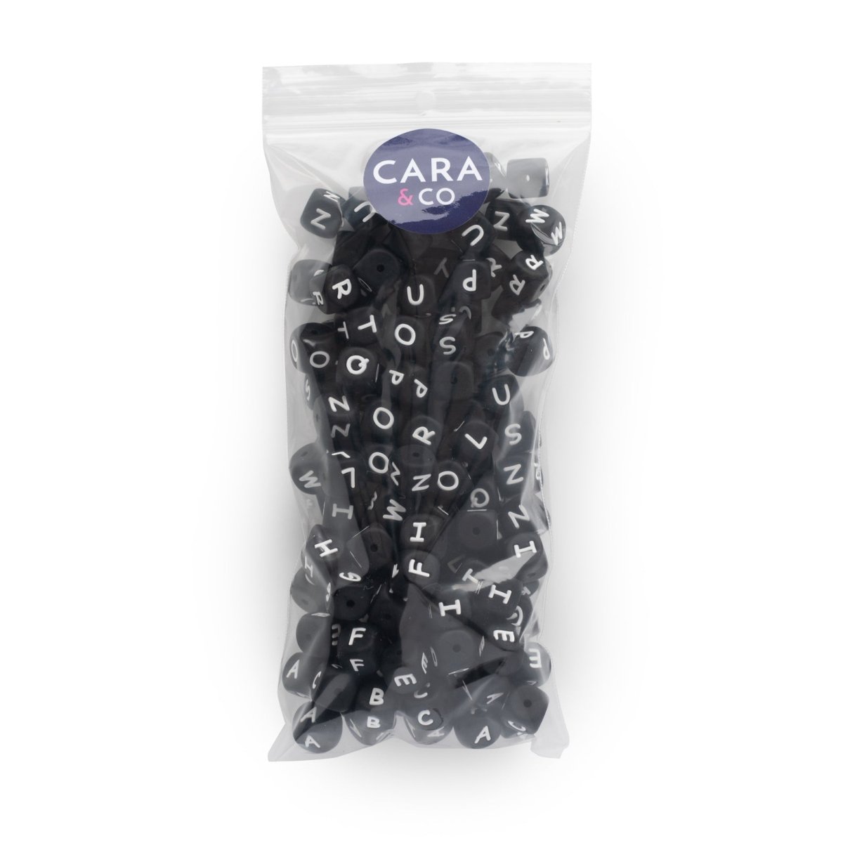Silicone Shape Beads Alphabet - Square Black Starter Kit - 125 letters from Cara & Co Craft Supply