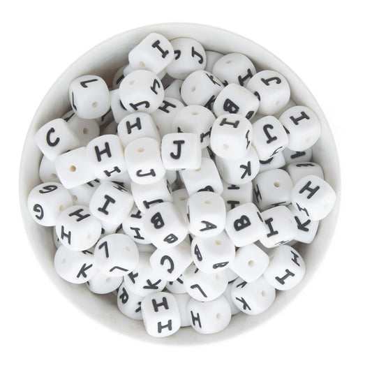 Silicone Shape Beads Alphabet - Square White A from Cara & Co Craft Supply
