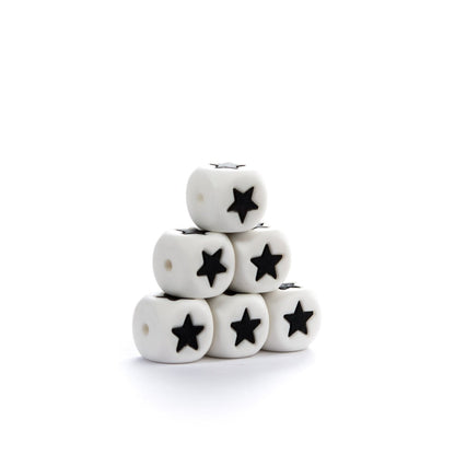 Silicone Shape Beads Alphabet - Square White Star from Cara & Co Craft Supply