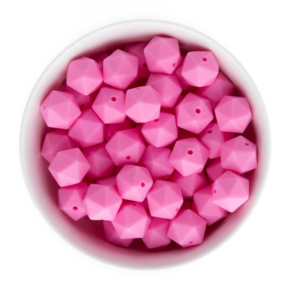 Silicone Shape Beads Icosahedron 14mm Cotton Candy Pink from Cara & Co Craft Supply