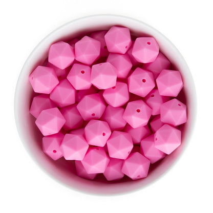 Silicone Shape Beads Icosahedron 14mm Cotton Candy Pink from Cara & Co Craft Supply