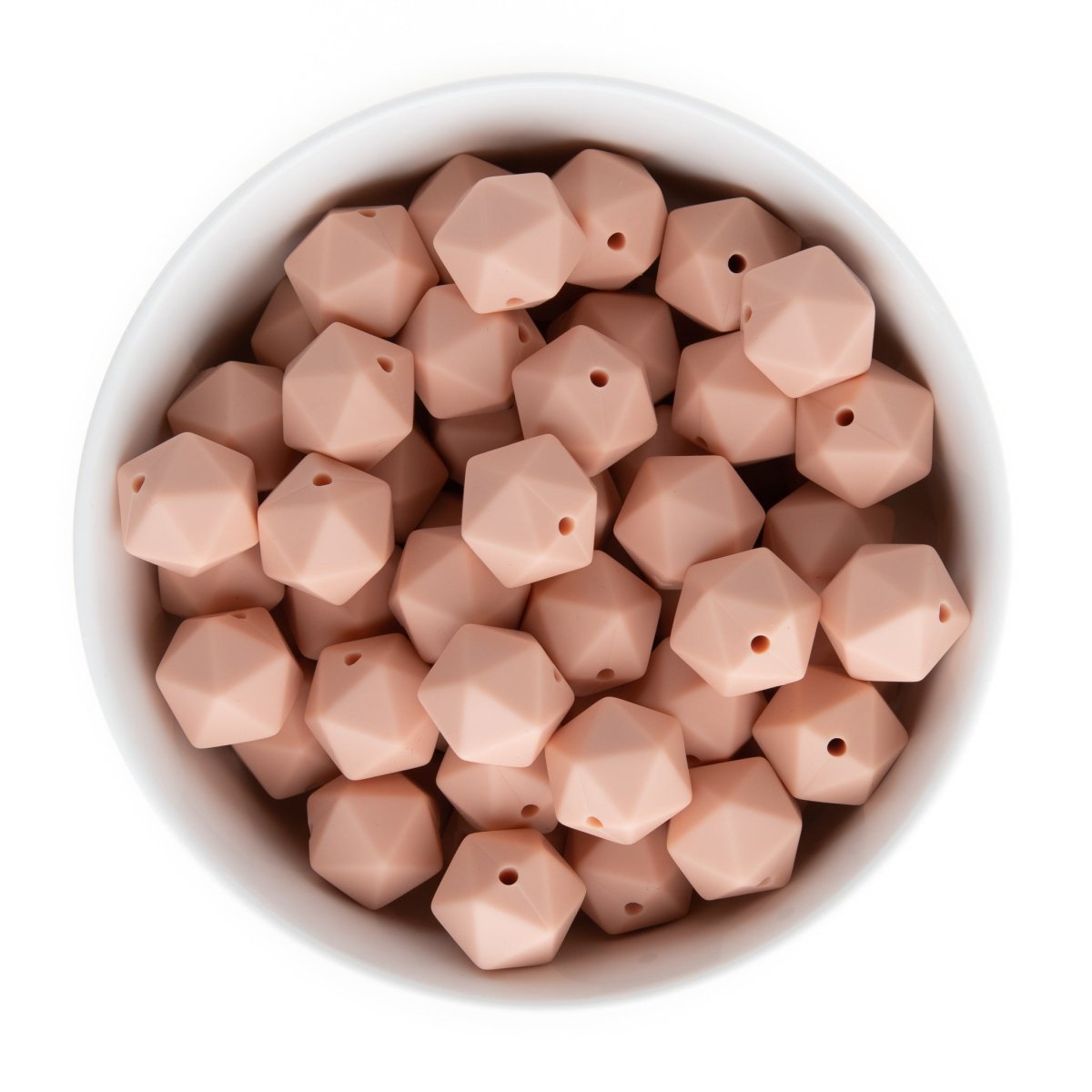 Silicone Shape Beads Icosahedron 14mm Dusty Rose from Cara & Co Craft Supply