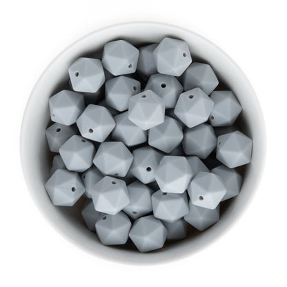 Silicone Shape Beads Icosahedron 14mm Glacier Grey from Cara & Co Craft Supply
