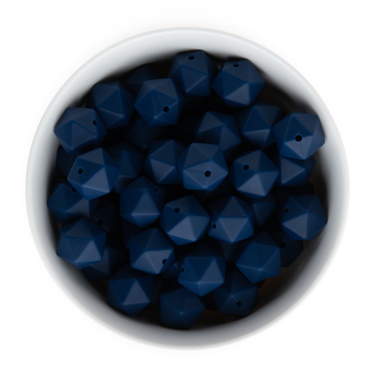 Silicone Shape Beads Icosahedron 14mm Navy Peony from Cara & Co Craft Supply