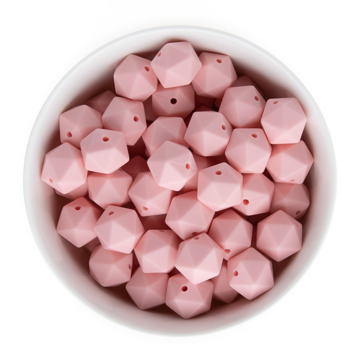 Silicone Shape Beads Icosahedron 14mm Soft Pink from Cara & Co Craft Supply