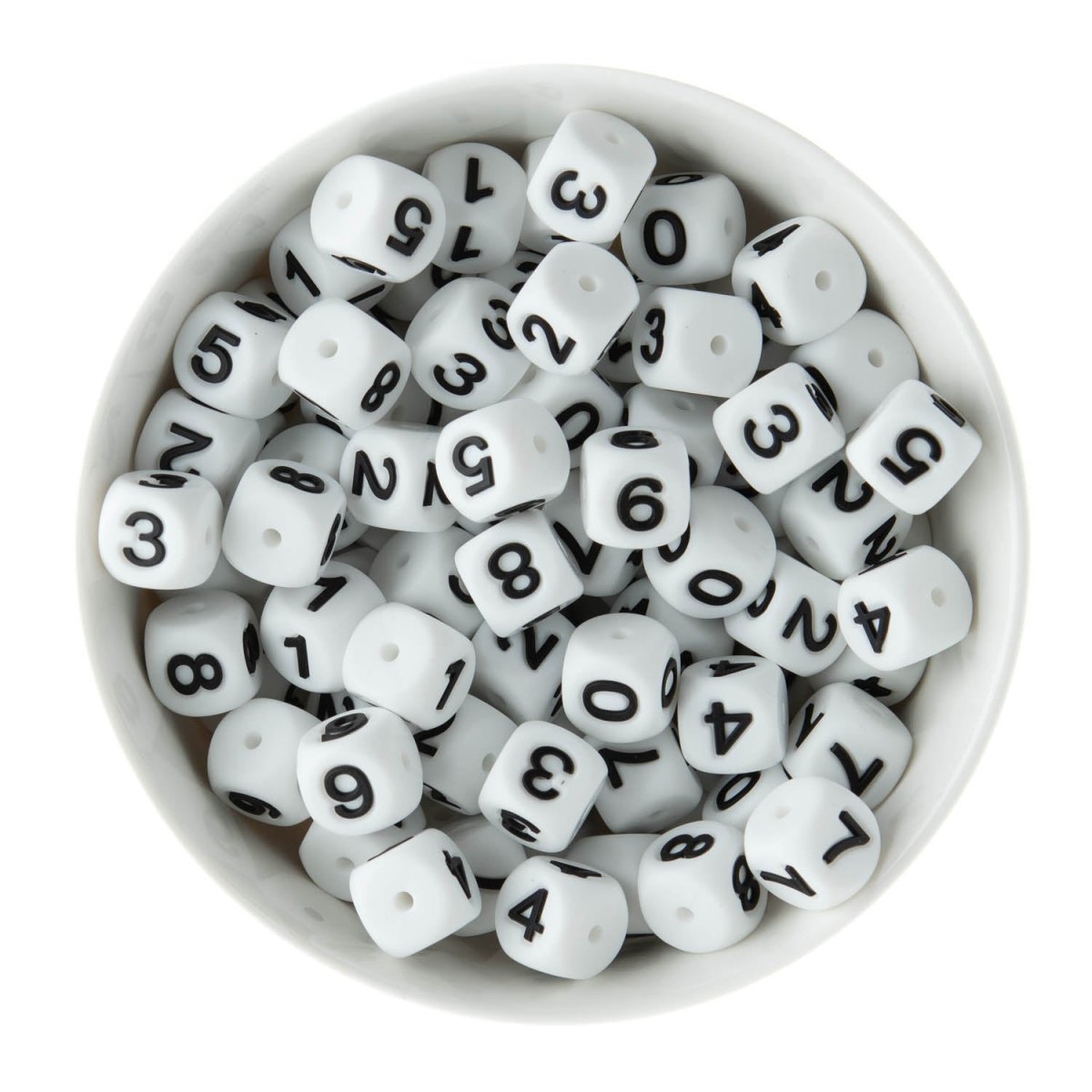 Silicone Shape Beads Numbers - Square White 0 from Cara & Co Craft Supply