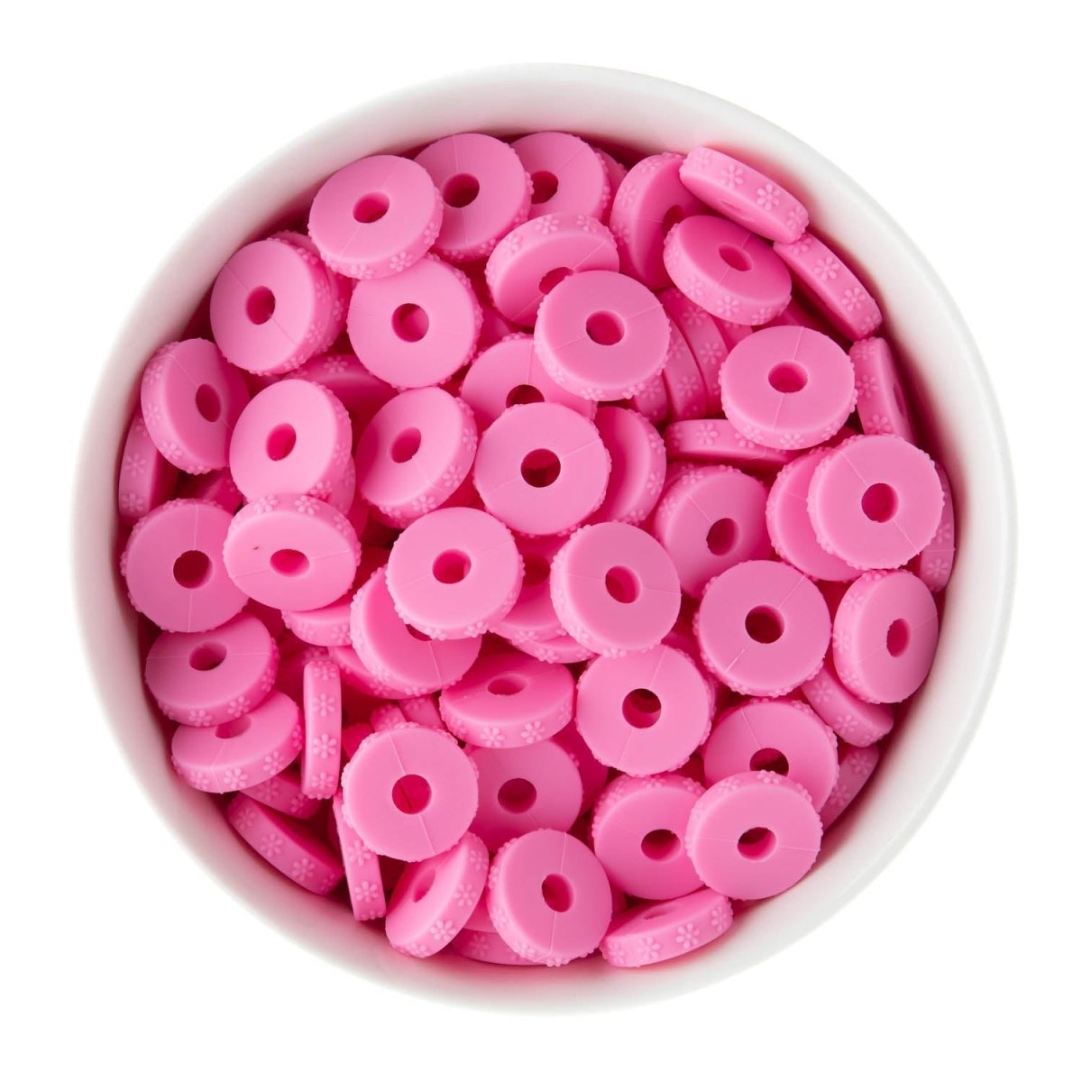 Spacer Beads Daisy Embossed Cotton Candy Pink from Cara & Co Craft Supply