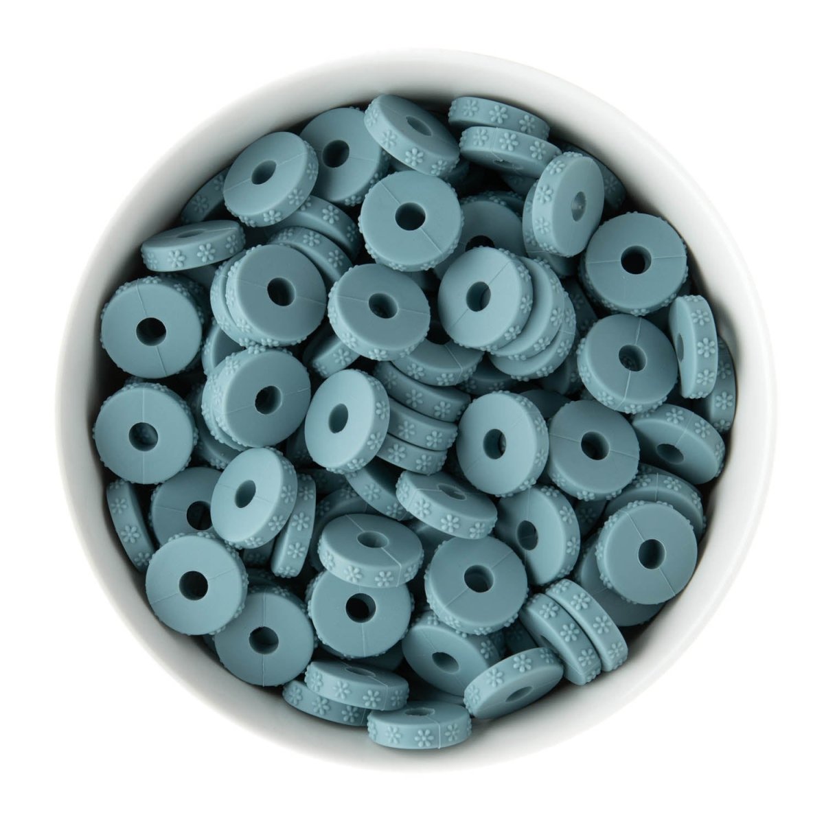 Spacer Beads Daisy Embossed Dusky Blue from Cara & Co Craft Supply