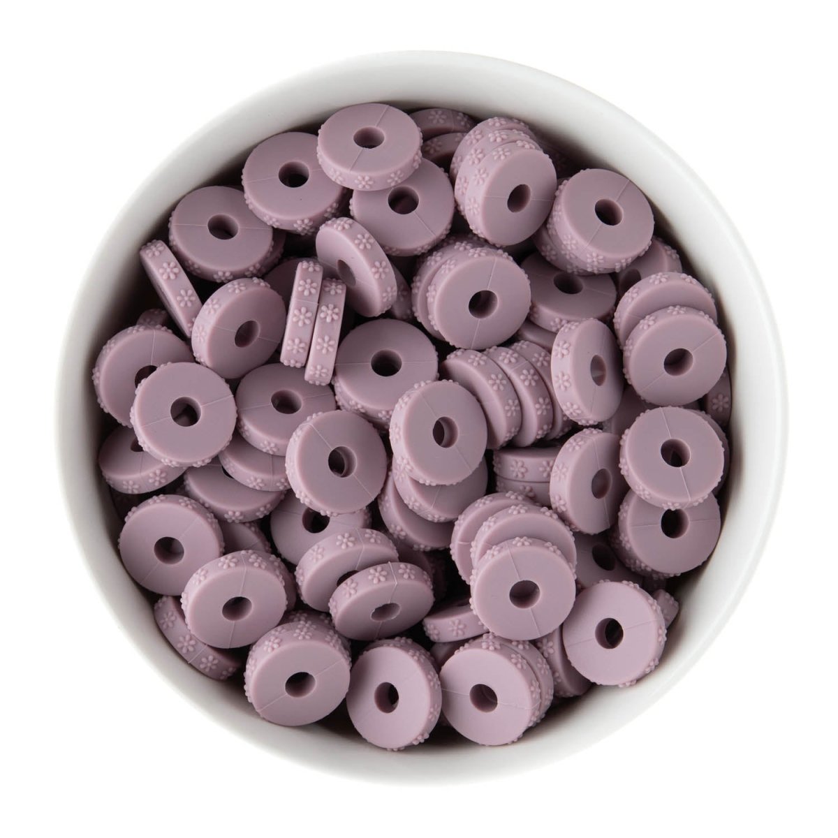 Spacer Beads Daisy Embossed Mauve from Cara & Co Craft Supply
