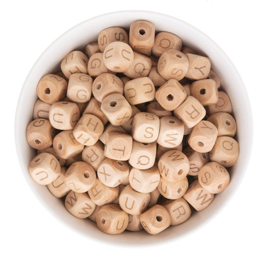 Wood Beads Alphabet - Beech Wood A from Cara & Co Craft Supply