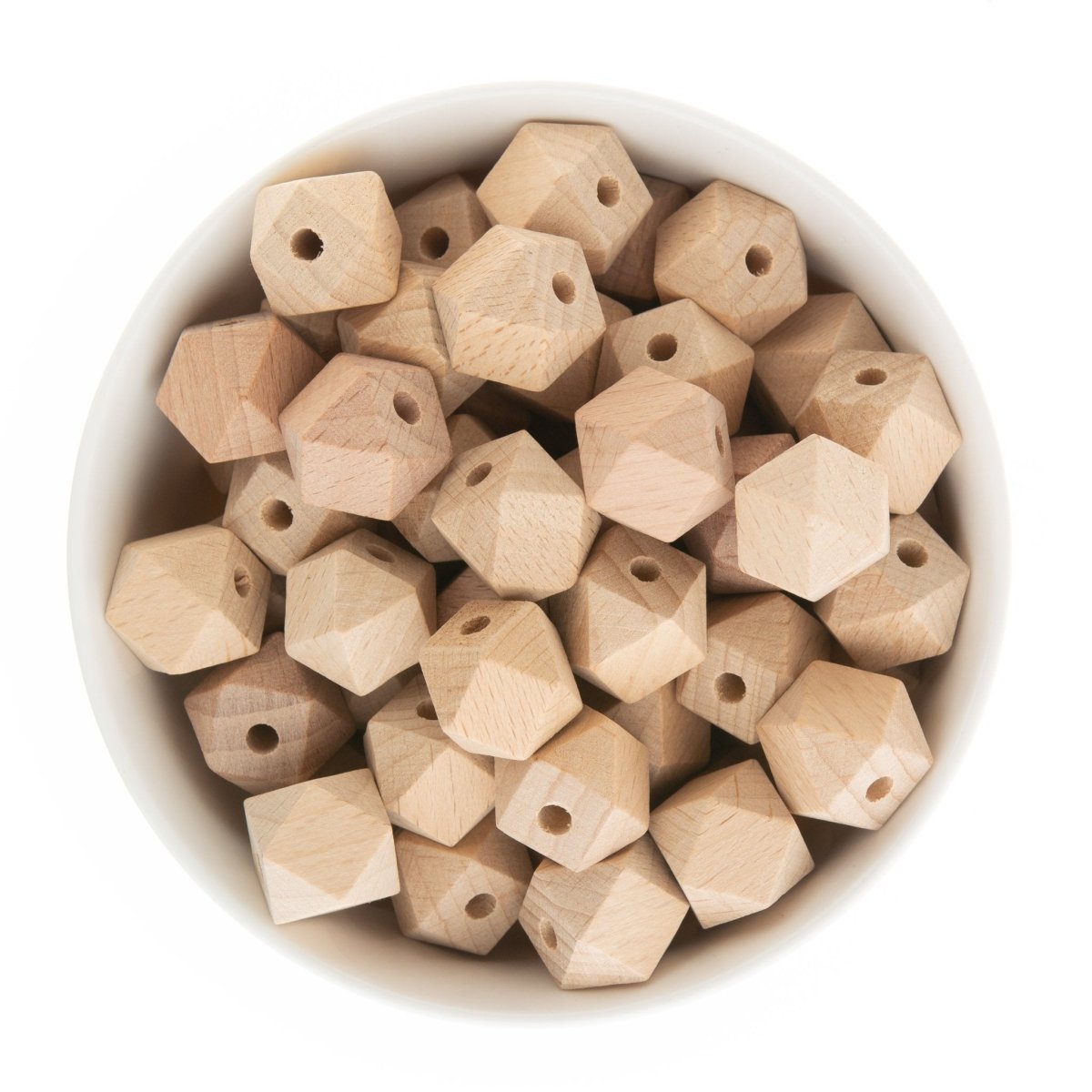 Wood Beads Hexagon - Beech Wood 14mm from Cara & Co Craft Supply