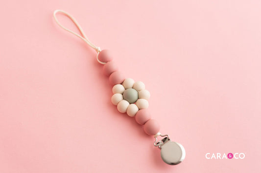Beaded Flower Pacifier Clip