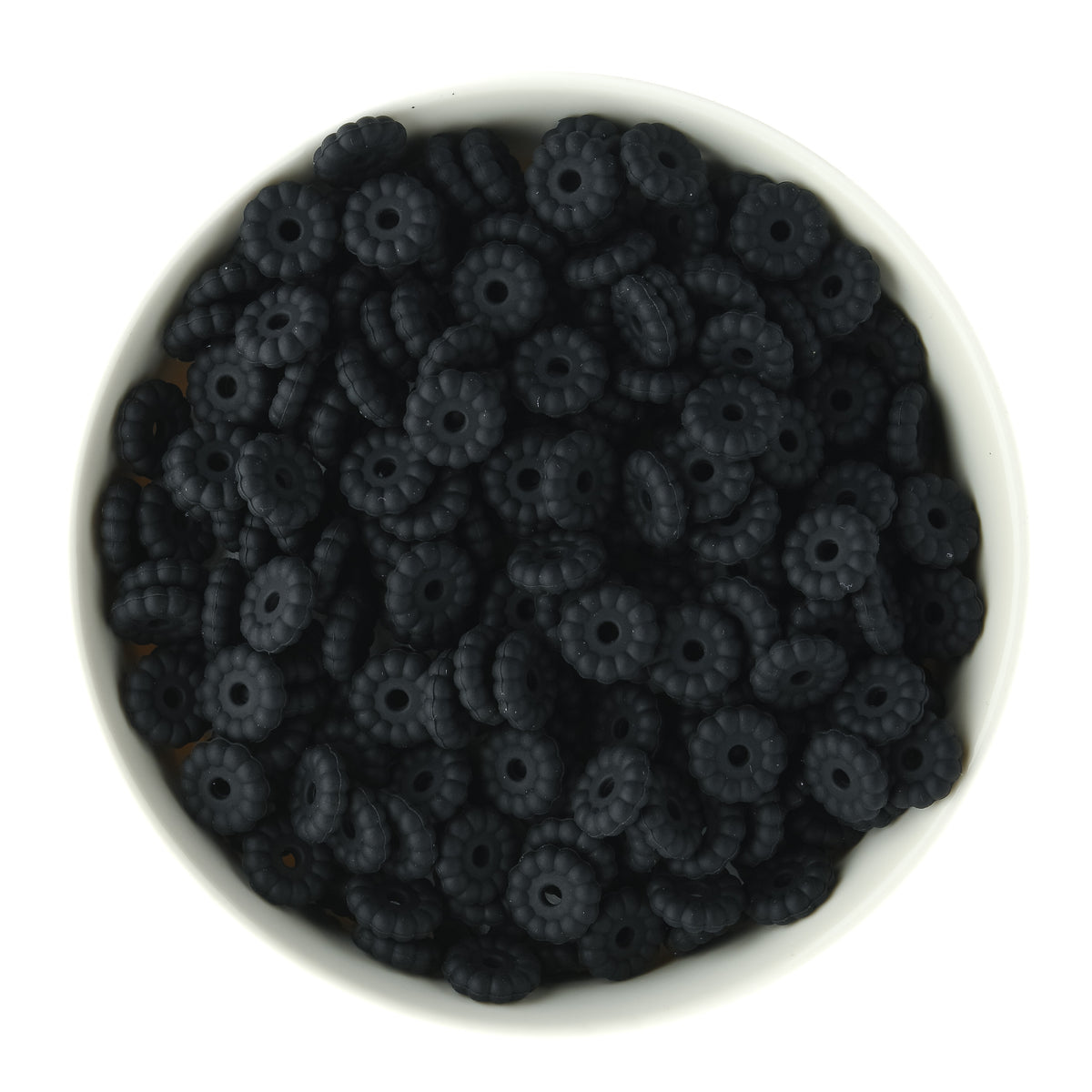 12mm Ribbed Silicone Spacer Beads Black for silicone bead crafting from Cara & Co Craft Supply