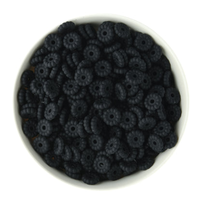 12mm Ribbed Silicone Spacer Beads Black for silicone bead crafting from Cara & Co Craft Supply