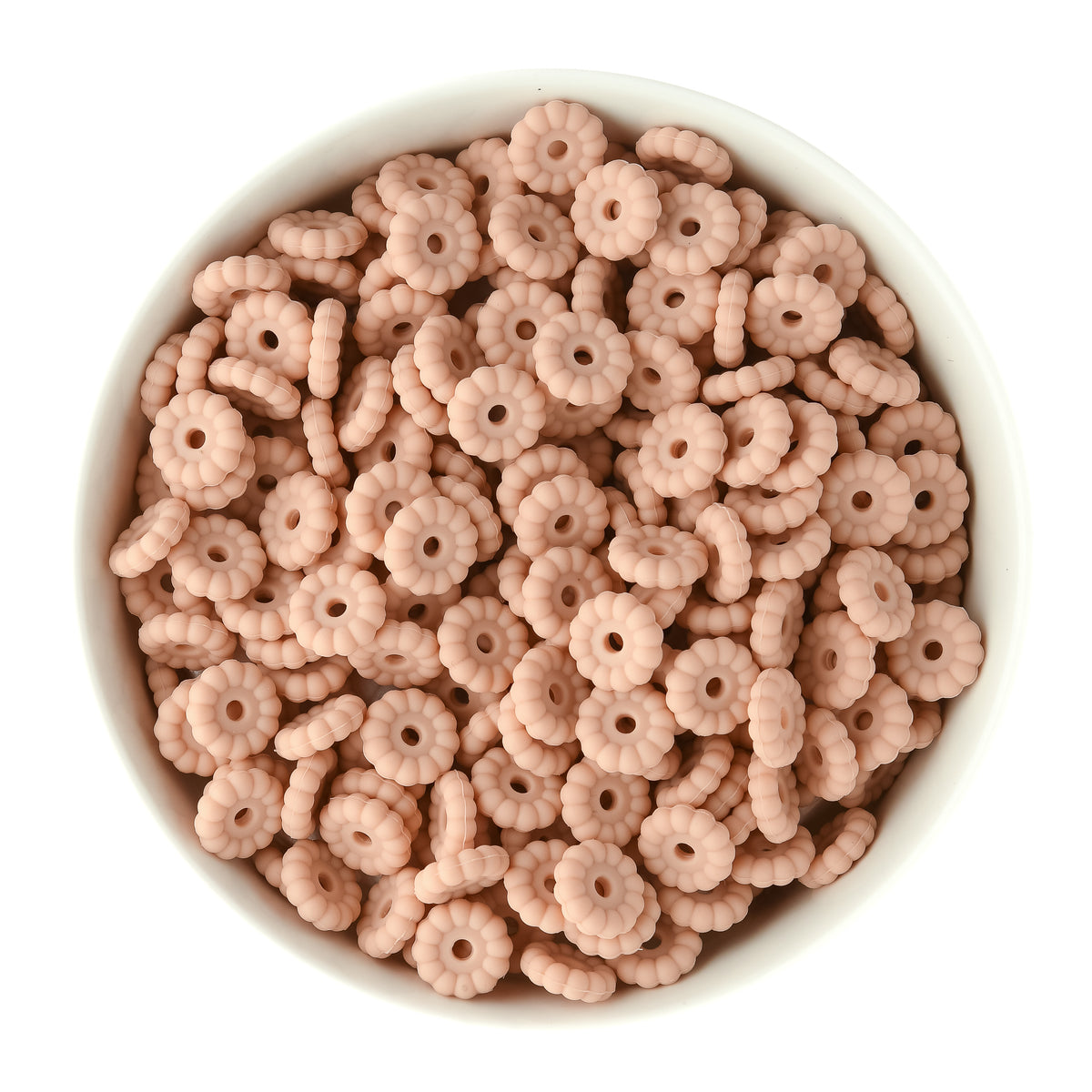 12mm Ribbed Silicone Spacer Beads Blush for silicone bead crafting from Cara & Co Craft Supply