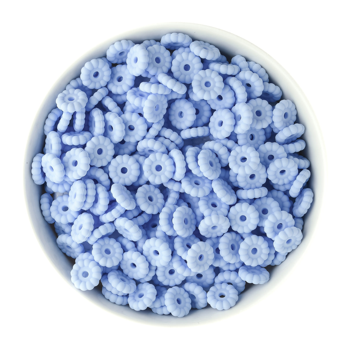 12mm Ribbed Silicone Spacer Beads Pastel Blue for silicone bead crafting from Cara & Co Craft Supply