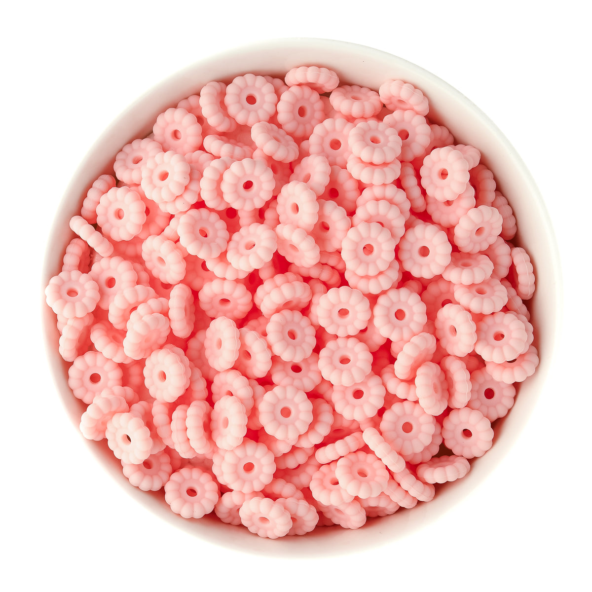 12mm Ribbed Silicone Spacer Beads Soft Pink for silicone bead crafting from Cara & Co Craft Supply