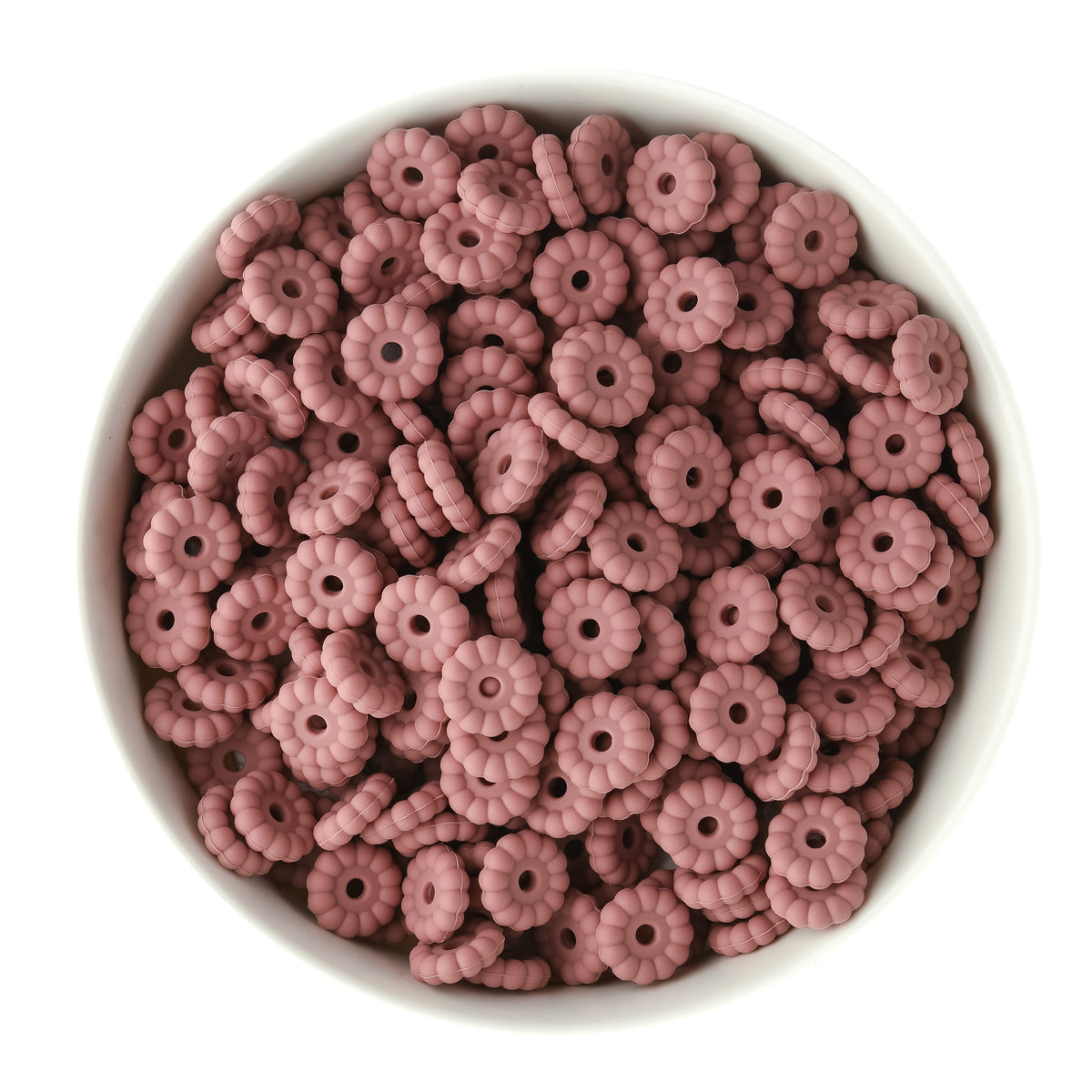 12mm Ribbed Silicone Spacer Beads Vintage Pink for silicone bead crafting from Cara & Co Craft Supply